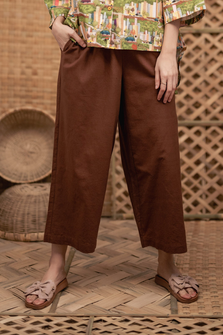 BROWN RELAXED FIT PANTS