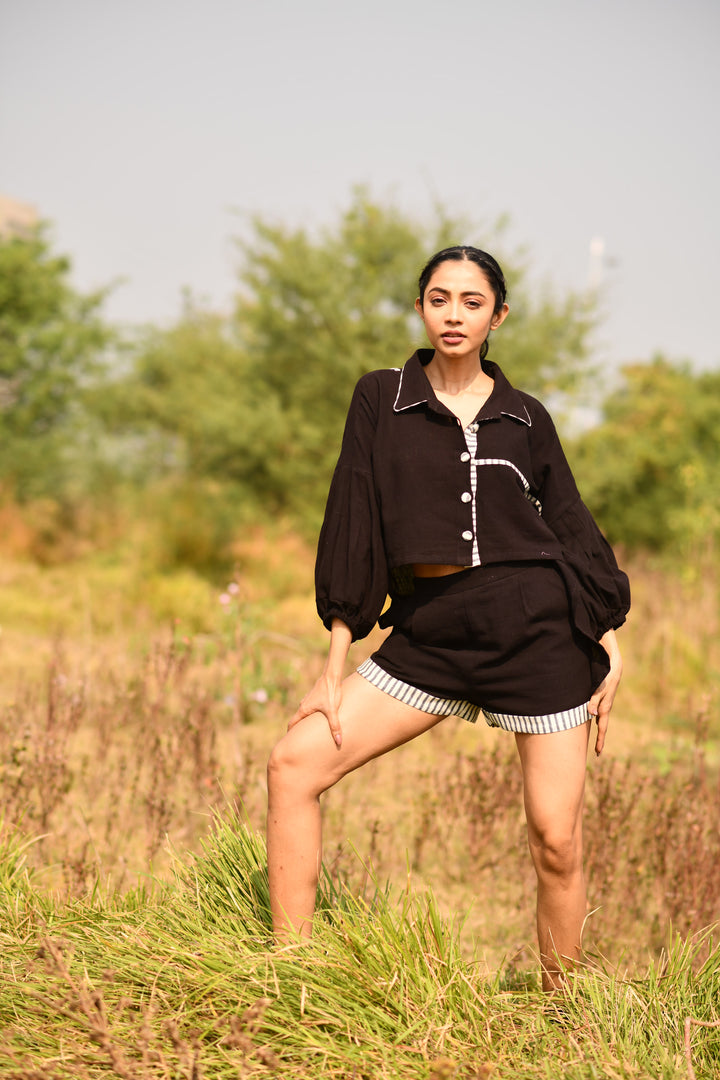 Hand-woven Organic Kala Cotton Shorts Set