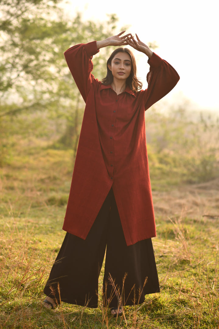 Maroon Organic Kala Cotton Box Co-ord Set