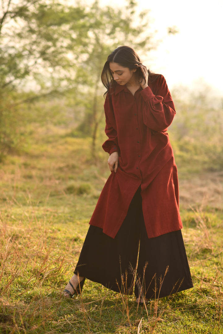 Maroon Organic Kala Cotton Box Co-ord Set