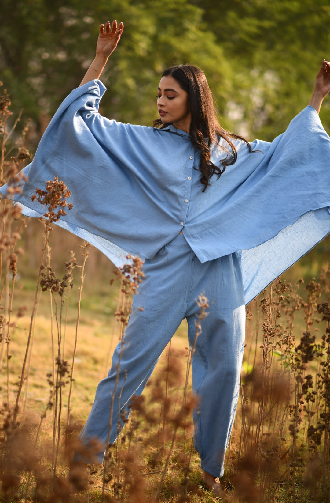 Natural Dyed Indigo Blue Organic Kala Cotton Over-sized Shirt