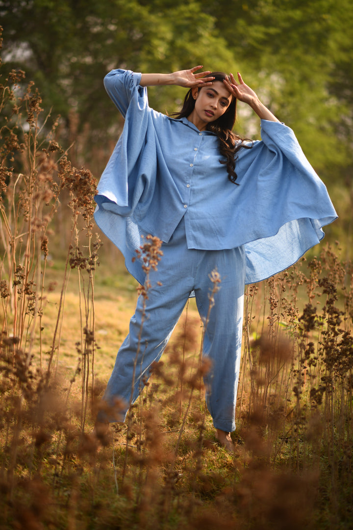 Natural Dyed Indigo Blue Organic Kala Cotton Over-sized Co-ord Set