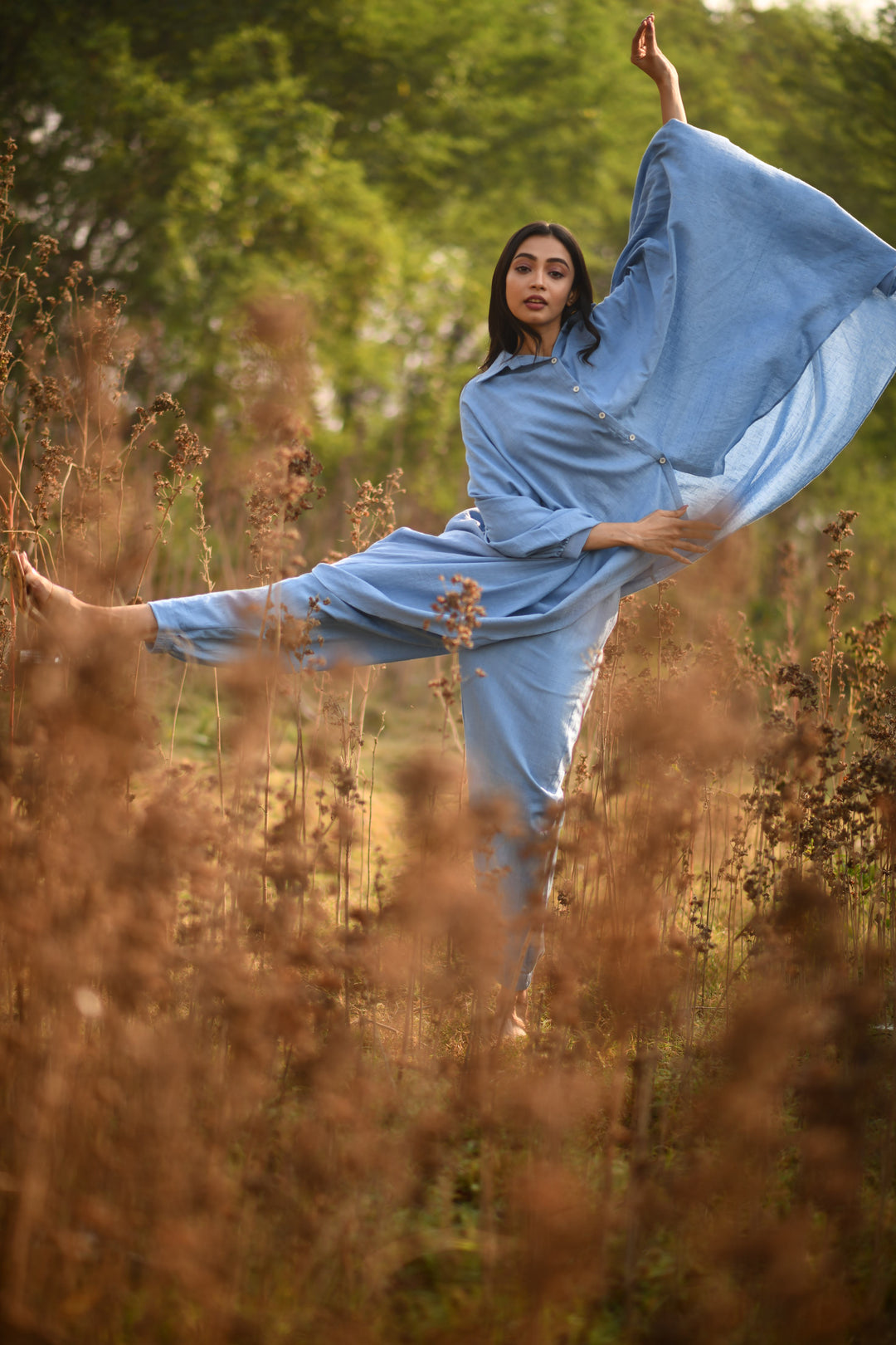 Natural Dyed Indigo Blue Organic Kala Cotton Over-sized Co-ord Set