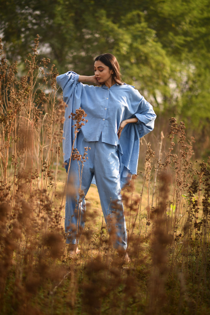 Natural Dyed Indigo Blue Organic Kala Cotton Over-sized Co-ord Set