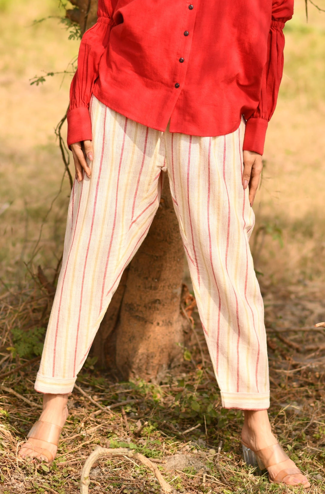 Breezy Rosewood Stripes Organic Kala Cotton Pant